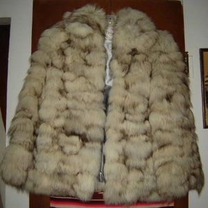 Womens Vintage Fluffy Fox Fur Jacket Coat S Small Ilyse Furs Paris New York